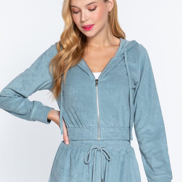 Hoodie Terry Towelling Jacket - Picture 2 of 5